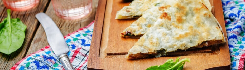 Quesadilla met portobello en spinazie