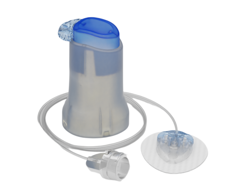 A side-by-side comparison showing a standard 3-day Medtronic Mio Advance infusion set next to the new Medtronic Extended Infu
